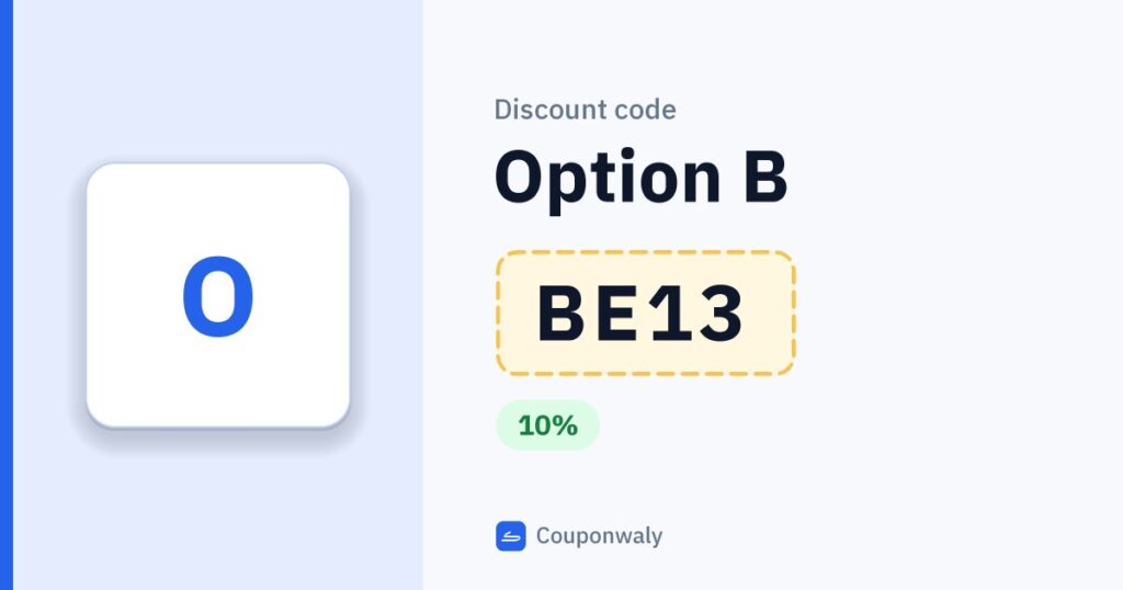 Discount code Option B BE13
